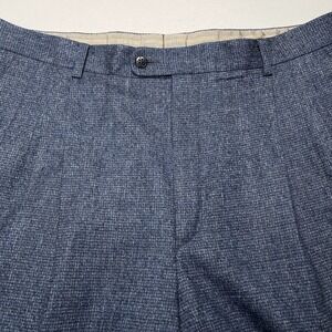 Zanella Dress Pants 34 (34x30 Cuffed) Wool Cashmere Melange Triple Pleated Blue